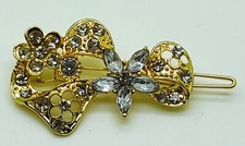 Beautiful Hair Clip Hairpin Rhinestone Crystal Fashion flower Gold-clear