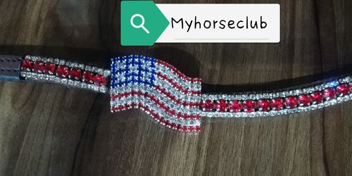 America Flag brow band High Quality Material leather horse browband bridle size - Picture 3 of 3