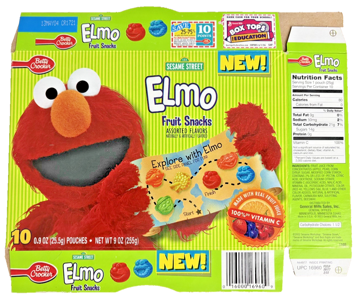 Vintage 2003 Elmo Sesame Street Fruit Snacks Box | eBay