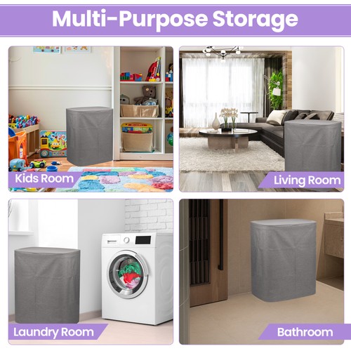 Foldable 90L Laundry Basket Washing Hamper Dirty Clothes Storage Bin with Lid - Picture 8 of 12