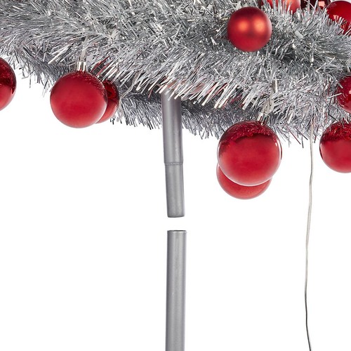 LED Christmas Tree 6ft Silver Pop Up Slim Pre Lit Ice White Baubles Artificial - Picture 4 of 6