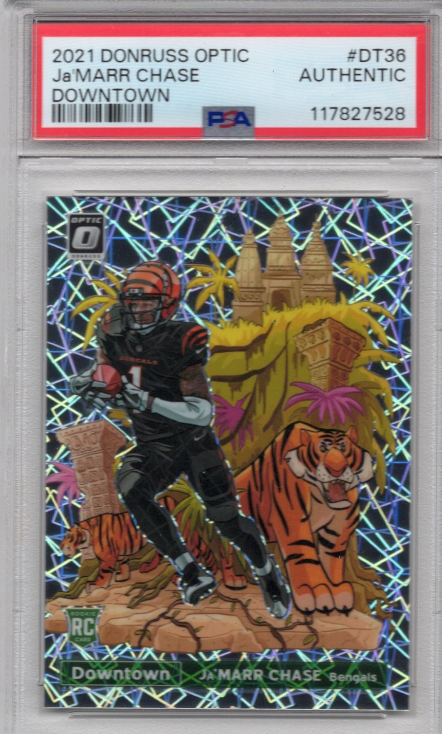 2021 PANINI DONRUSS OPTIC - JA'MARR CHASE - ROOKI -DOWNTOWN - #DT-36 - AUTHENTIC