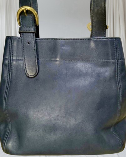 Coach 4157 Shoulder Bag Dark Navy Leather SOHO BUCKLE BAG 80s - Picture 3 of 4