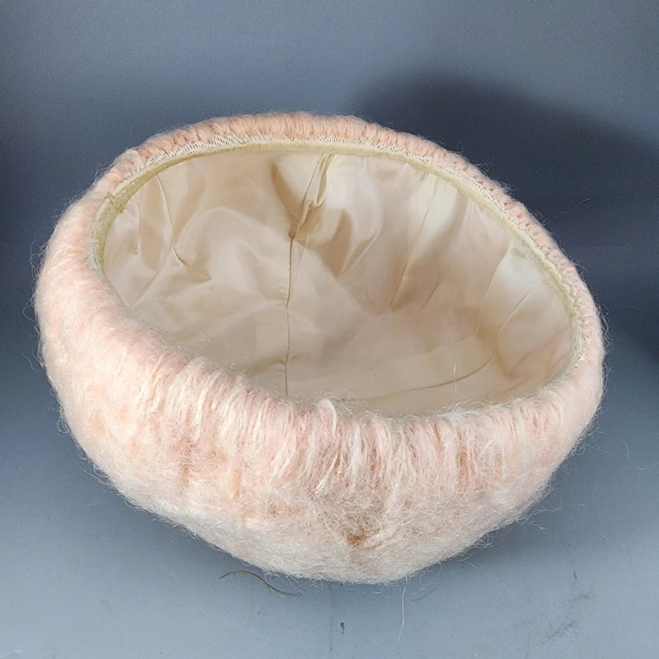 Sombrero Pastillero Cloche Rosa Tejido - Vintage - 56 cm Foto 4 de 4