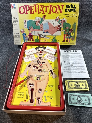 Vintage Milton Bradley Operation Geschicklichkeitsspiel #4545 vollständig getestet und funktionsfähig