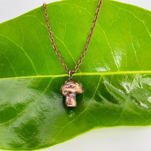 Collana Rame Funghi Mini Piccolo Rospo Fatto a Mano Gioielli Ciondolo #1 - Foto 5 di 11