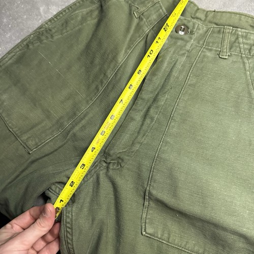 Vintage OG 107 Pants Men 30x31 (FIT 28x29) Green Fatigue Sateen Trouser 80s 1982 - Picture 4 of 13