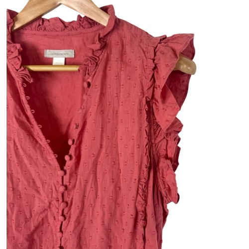 NUEVO SIN ETIQUETAS OUTDOORKNOWN Maxi Vestido Rojo Mujer L Manga Acampanada Cuello en V Botón Frontal En Niveles - Imagen 2 de 15