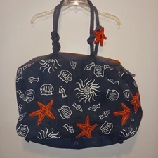 Sun N Sand Beach Tote Bag Nautical Starfish Travel Purse 15 x 24