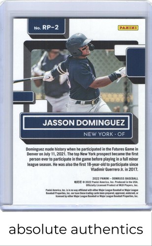 2022 Donruss Jasson Dominguez Rated Prospects Rapture - Picture 2 of 2