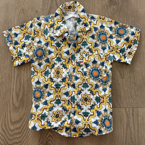 Modo Postano Little Boys Button Up Shirt Sz 3/4, Made In Italy Bold Print - Picture 1 of 9