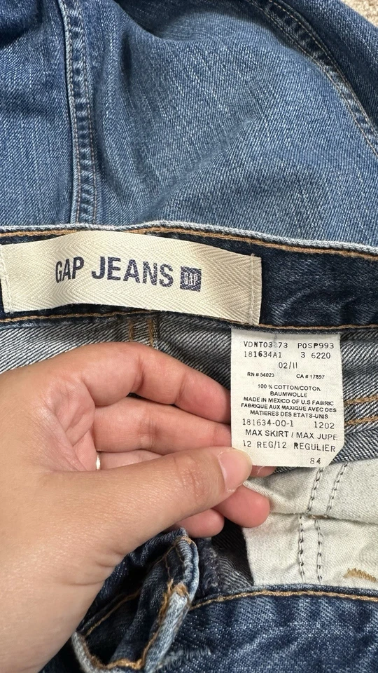 Vtg Gap Jean Skirt Women 12 Maxi Long Denim Medium Wash Y2K Vintage - Image 3 of 4