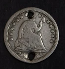 18? Arrows  Seated Liberty Half Dime Two Holes    Lot 5024