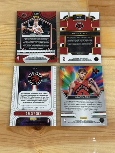 Gradey Dick - 4 Card Lot - Toronto Raptors - Picture 2 of 2