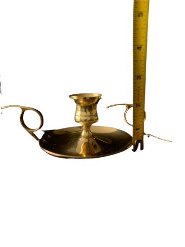 Vintage Brass Finger Loop Hole Candle Holders Lot Set Of 2 Classic Style - Picture 9 of 11