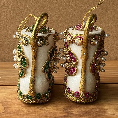 Lote De Colección De 2 Push Pin Hecho A Mano Lentejuelas Colgante Bota de Papá Noel Árbol de Navidad Adorno - Imagen 4 de 8