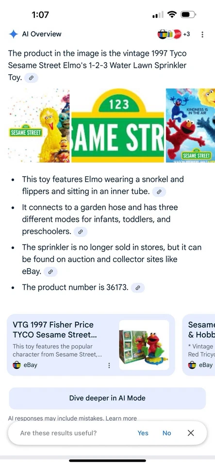 Vintage 1997 Elmo 1-2-3 Sprinkler. Sesame Street. Works As It Should. 3 Settings - Image 2 of 2