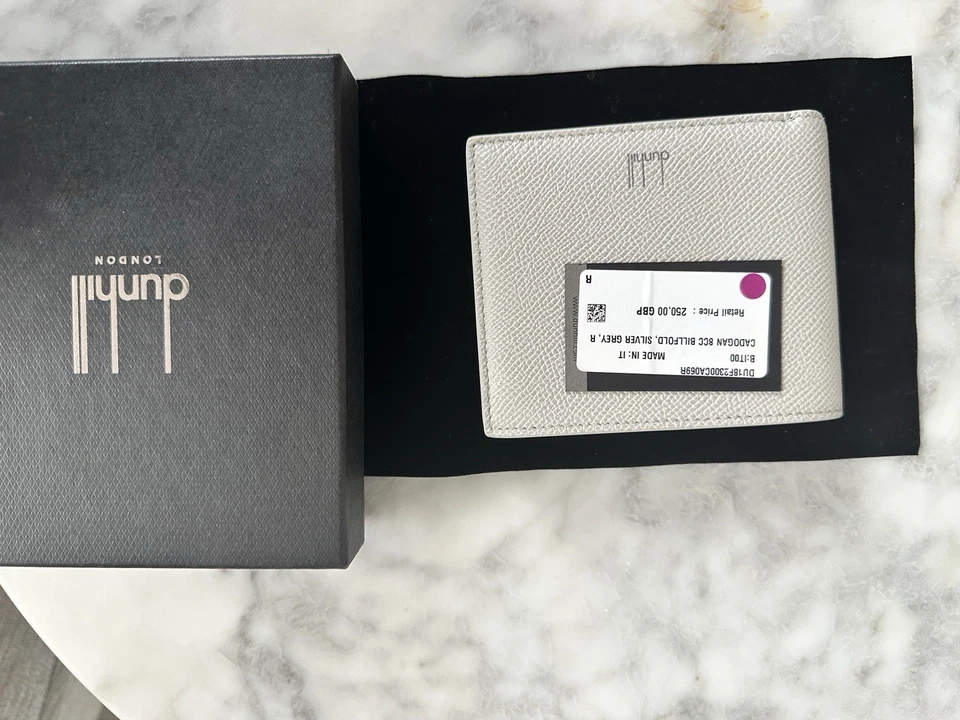 Dunhill London Codogan Bifold Wallet Men's Silver Grey New with Box - Image 3 of 4