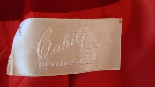 vintage 50's red velvet Cahill Beverly hills  LTD coat sz S - Picture 7 of 7
