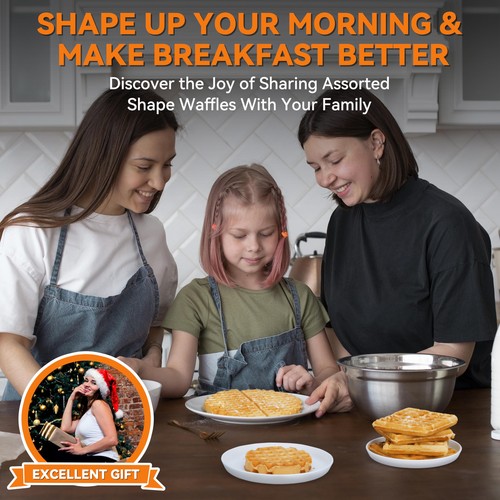 Multi Shapes Waffle Iron, A Combo of Mini Waffle Maker, American Classic Waff… image