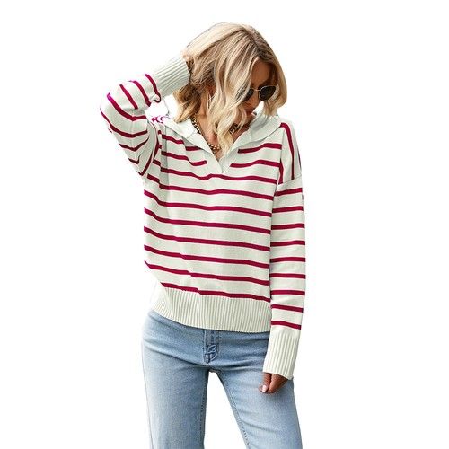 Top suéter a rayas en contraste para mujer - Imagen 5 de 20