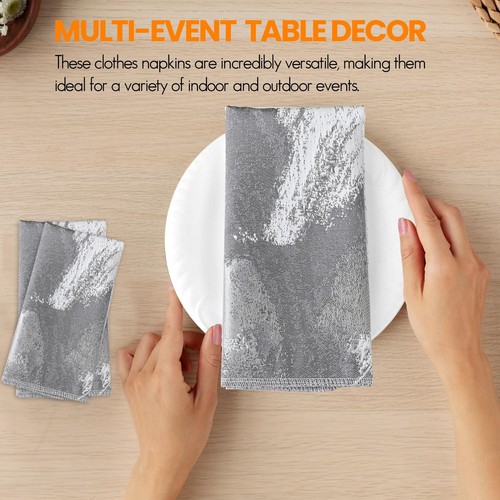 Jacquard Cloth Dinner Napkins - NPK1213-AMZ | 6 Pack Marrowed Napkins in Grey... - Picture 3 of 7