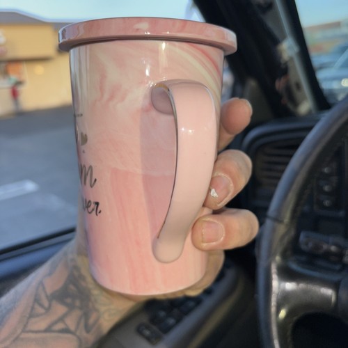 14 Oz Pink Best Mom Ever Coffee Mug , w/ matching coaster , Novelty Marble Mug - Picture 2 of 8