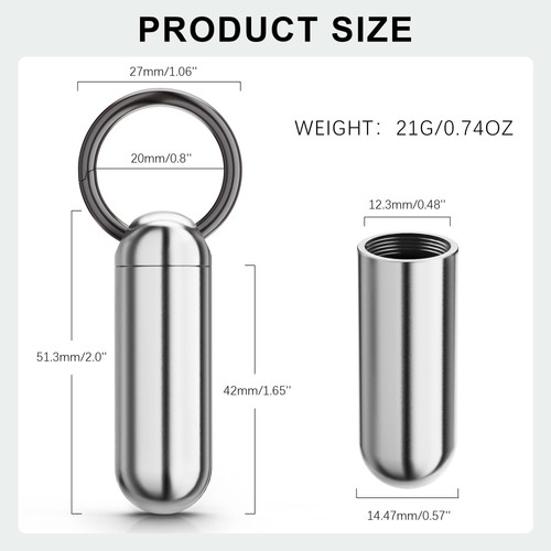 Tiny Portable Titanium Keychain Pill Case - Waterproof, Pocket Pill Organizer... - Bild 5 von 7