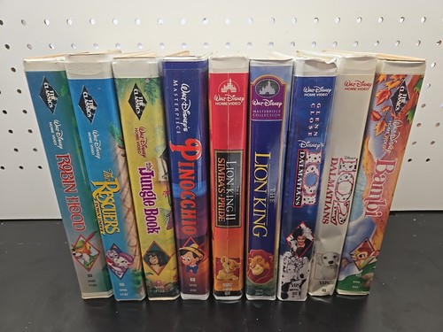 Walt Disney Lot Of 9 VHS Lion King 1&2 Dalmatians 1&2, Bambi, Jungle Book, Robin