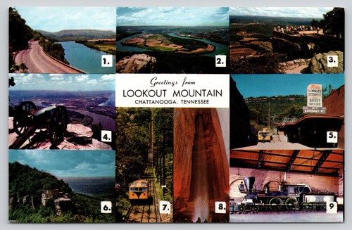 Aussichtspunkt Berg Chattanooga Tennessee Multi-View natürliche Farbe Postkarte - Bild 1 von 2