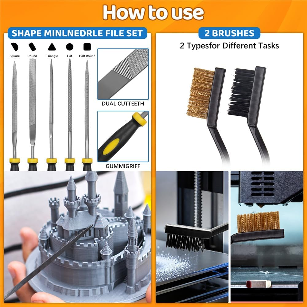 ALGONETO 3D Printer Smoothing Tool Kit – Electric Sander With 6 Grinding Heads, USB Powered, Adjustable Speed 0-20000 RPM For FDM Print Repair & Modding
