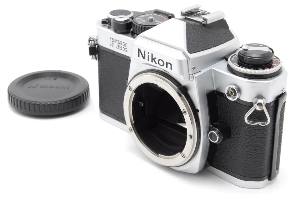 ☆COMO NUEVA☆ Cuerpo de cámara fotográfica Nikon FE2 plateado panal 35 mm solo de JAPÓN Foto 2 de 4