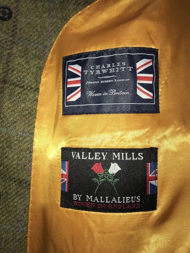 CHARLES TYRWHITT - Langer GRÜN karierter TWEED WOLLMANTEL Herren - 44 Reg - WUNDERSCHÖN - Bild 12 von 14