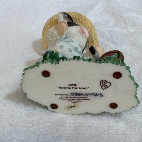 Mary’s Moo Moos “Mooing The Lawn” June girl with lawn mower figurine #257516 - Picture 8 of 8