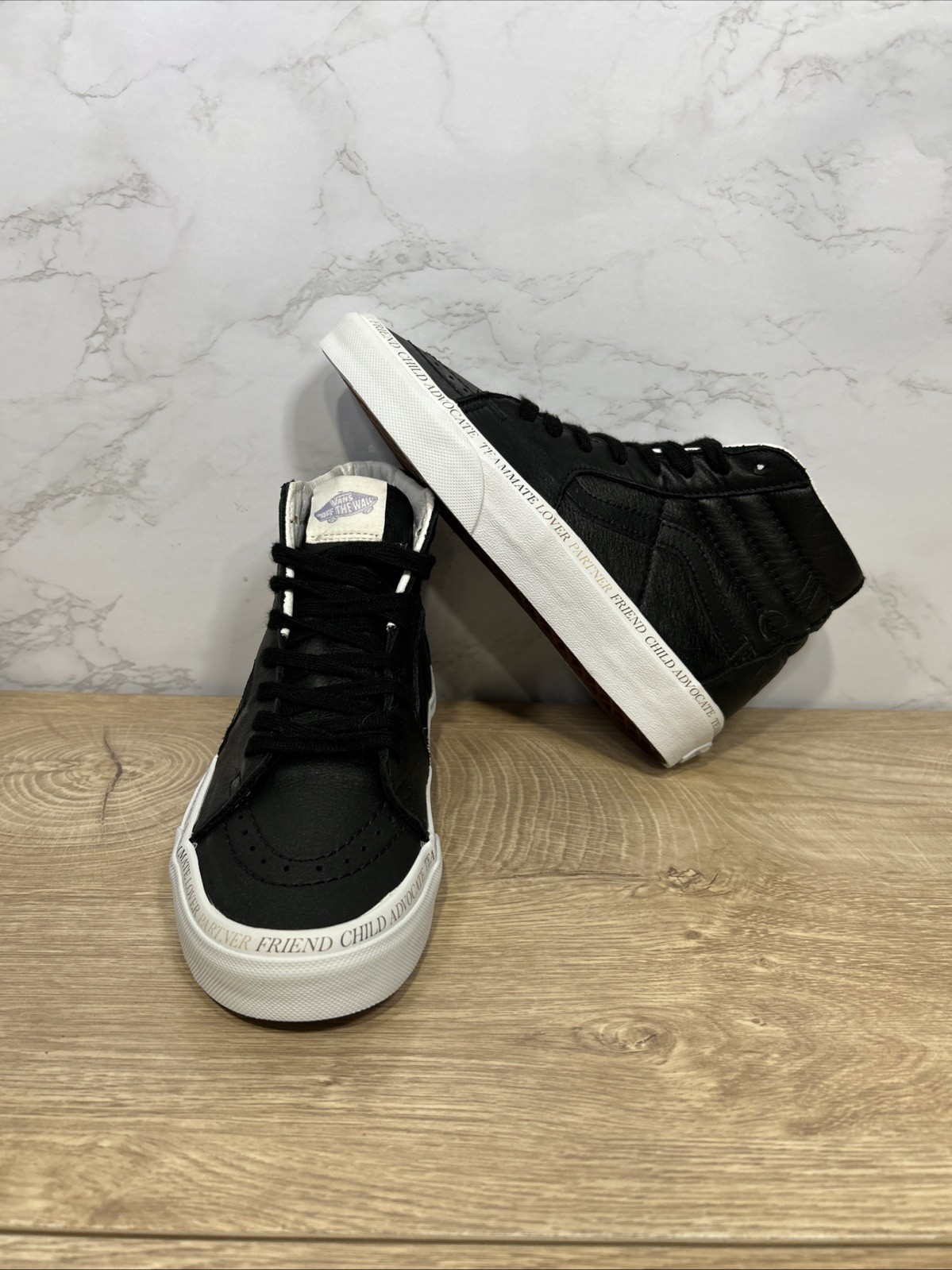 Vans Sk8 Hi Top Divine Energy Women Black Leather Skateboard Shoes 721454 Sz 5.5
