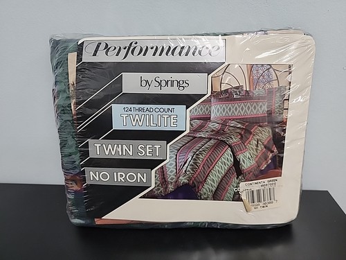 Vintage Performance by Springs Twin Set Continental Green Print NIP - Picture 2 of 7