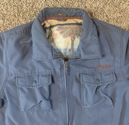 Hollister Jacket Mens XL Blue Utility Military Style Quilt Lined Y2K - Picture 4 of 9