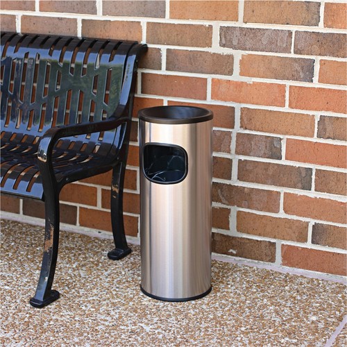 Genuine Joe Fire Safe Ashtray Receptacle - 3 Gal Capacity - Aluminum, Stainless - Picture 4 of 8