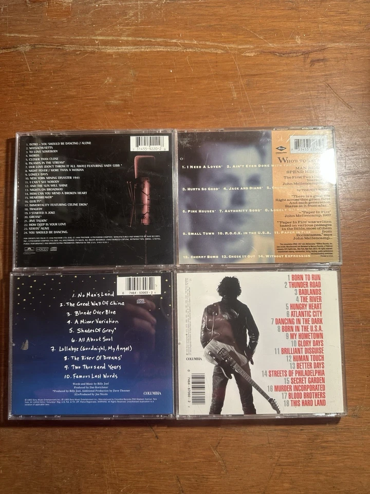 Lot Of 4 CDs (Beegees, John Mellencamp, Bruce Springsteen, And Billy Joel Foto 2 de 4