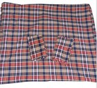 Ralph Lauren Bedding 1 Twin Flat Sheet & 2 Standard Pillowcases PLAID Red Navy