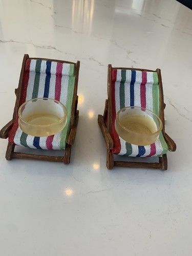 Yankee Candle Collection Striped Lounge Chair Tea Light Holder Set Of 2 Ceramic - Picture 10 of 11