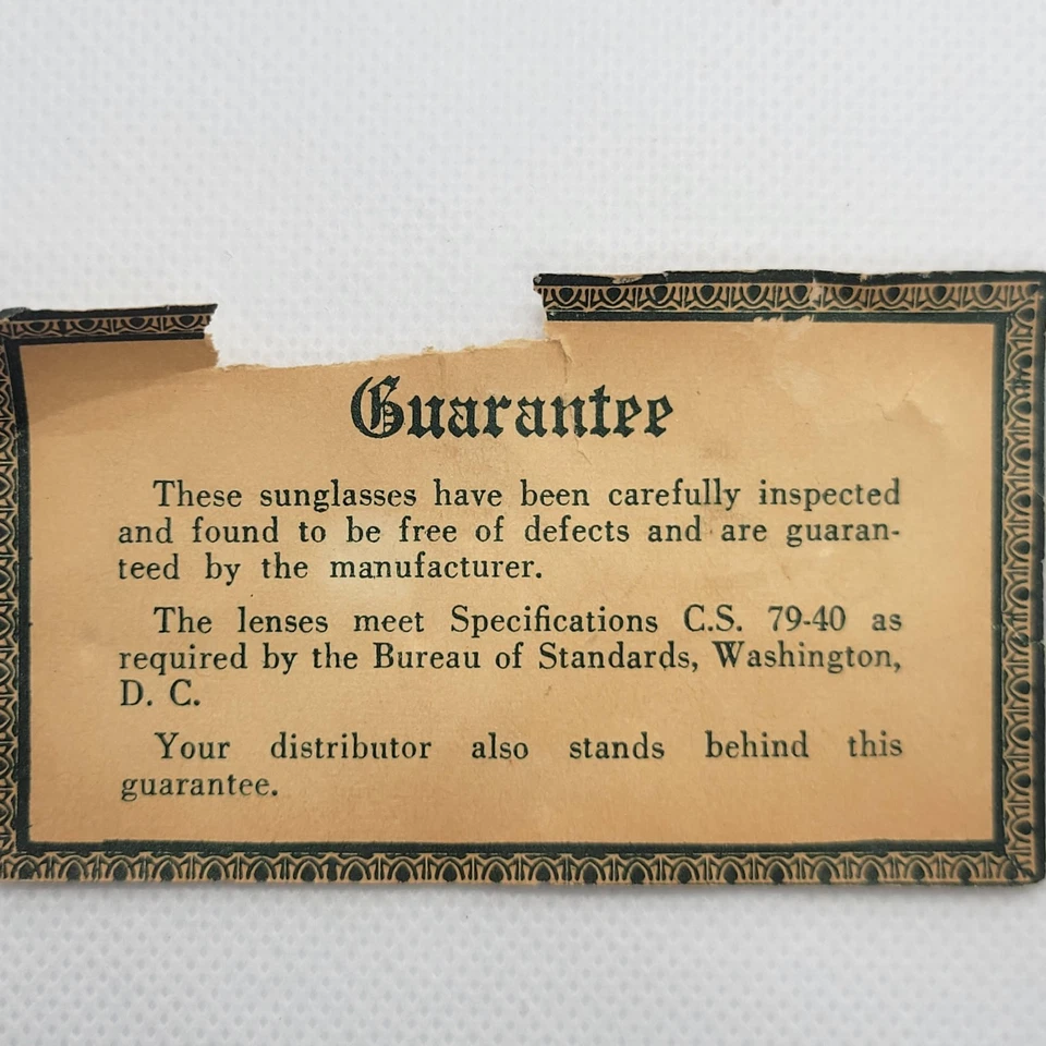 Gafas de sol vintage de aviador de la década de 1940 - Lentes verdes, marco dorado - Especificación de oficina C.S. 7 Foto 3 de 4