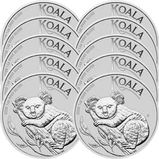 Lot of 10 - 2025 $1 Silver Australian Koala 1 oz BU