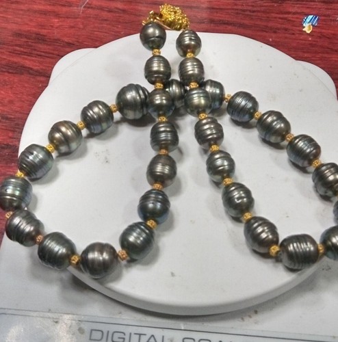 Rare Baroque Tahitian Pearl Necklace 45 cm 9.7 mm from Japan - Picture 16 of 24