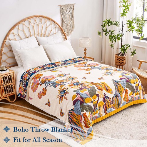 Boho Überwurf Decke, 100% Baumwolle Ultra Weich Luxus Überwurf Rustikal Quilt, 50"x60"... - Bild 9 von 9