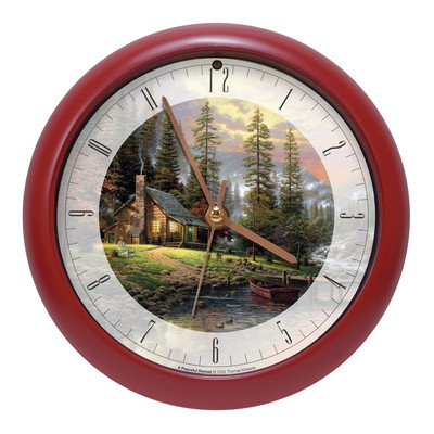 Thomas Kinkade Peaceful Retreat Meditative Nature Sound Clock, 8 Inch, Red, f...