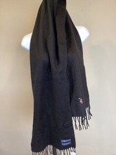 NWT Polo Ralph Lauren Scarf Men  s Black 100 Wool Fringes Pony Logo Italy