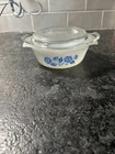 Vintage Anchor Hocking Fire King 12 Oz Casserole Dish #472  Corn Flower with Lid