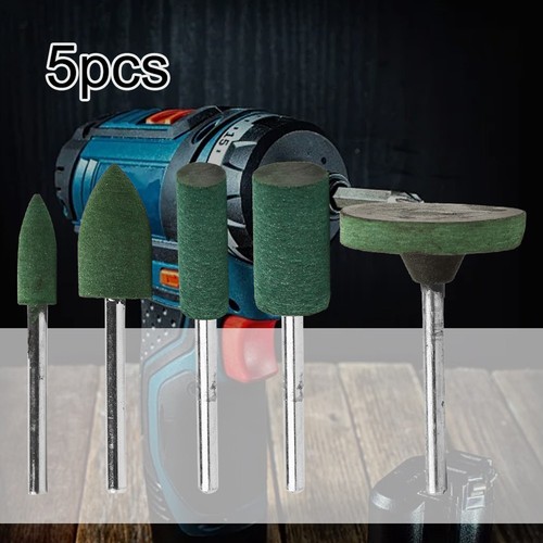 Rubber Grinding Heads Green+Silver Jewelry Shank Diameter 3mm 5Pcs/Set - Picture 8 of 12