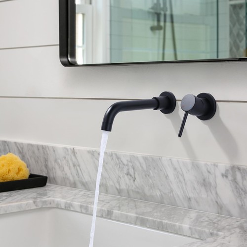 Wall Mount Bathroom Faucet Matte Black, Single Handle Bathroom Sink Faucet Wa... - Bild 2 von 7